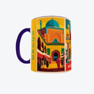 Taza con fondo llamativo personalizada con imágenes de marruecos