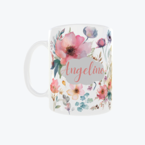 Taza de café. Taza floral personalizada. Comprar taza personalizable en L'éternité creations.