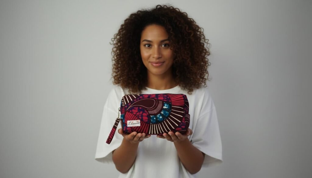 Comprar neceser artesanal para mujer estilo afro. Bolsa de maquillaje.